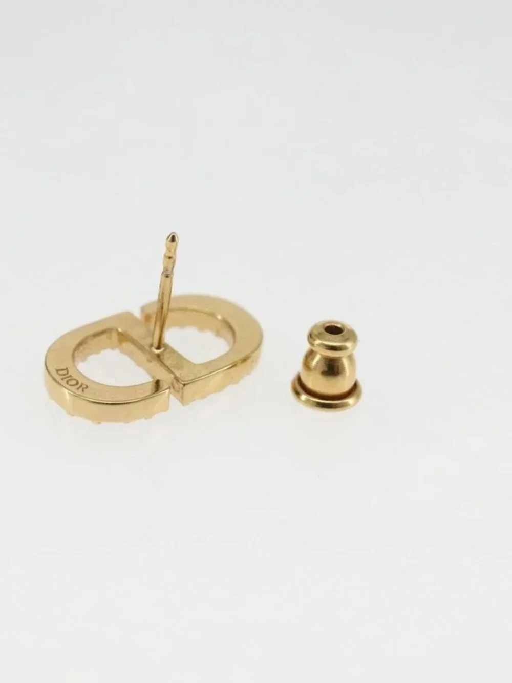 Christian Dior Rhinestone Pierce Earring metal Gold Tone Auth 168258M